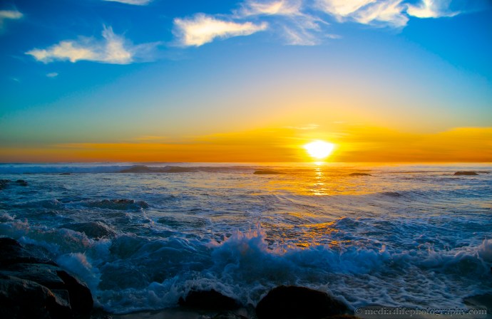 Sunset at Windansea Beach in La Jolla, CA